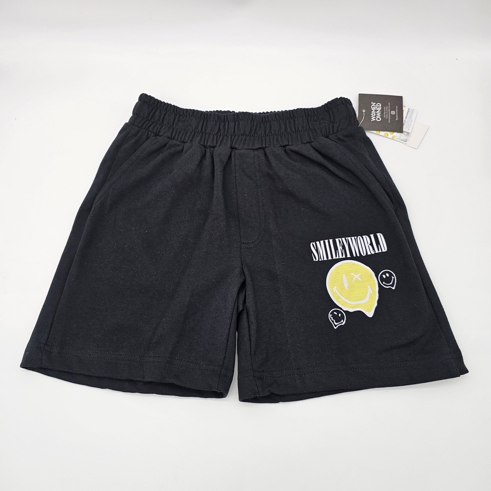 Grayson Threads Kids Shorts SmileyWorld Fleece Elastic Waist Graphic Blk L 10/12